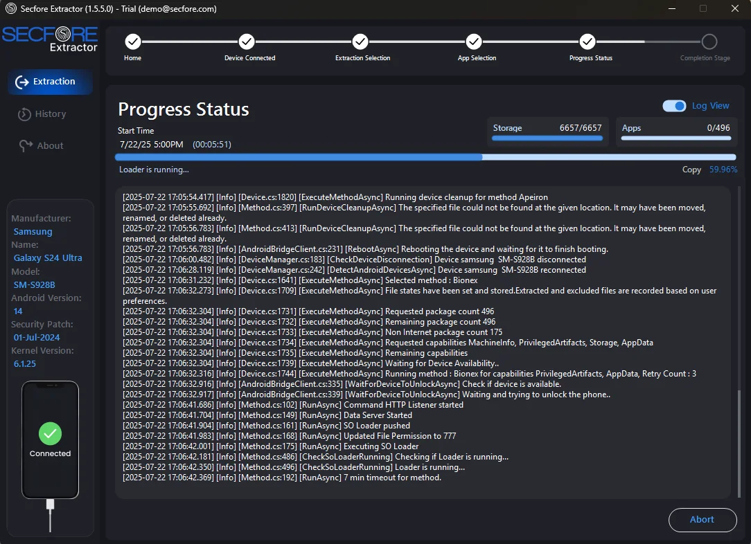 Secfore Log View Interface